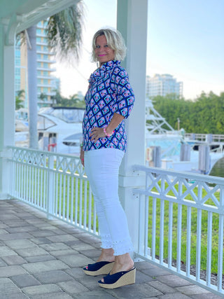PINEAPPLE VACA RUFFLE TOP LULU-B