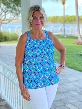 BAHAMA BLUE TURTLE HALTER TOP LULU-B