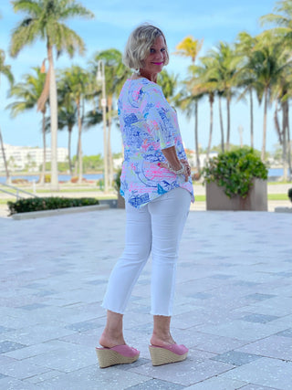 POST CARDS OF LOVE ASYMMETRIC TOP - Cathys Place