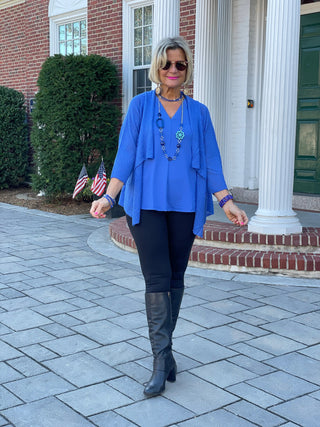 BLUE MESH RUFFLE WRAP LULU-B