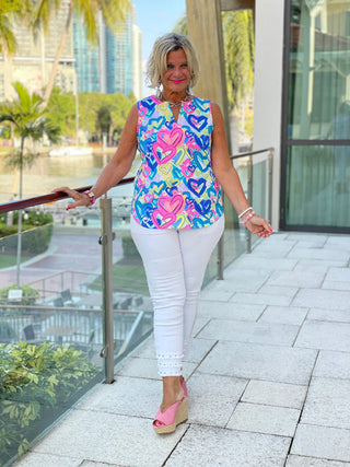 SECRET LOVE HEARTS SLEEVELESS V NECK LULU-B