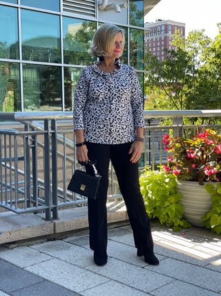 SNOW LEOPARD RUFFLE TOP - Cathys Place
