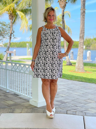 BLACK AND BEIGE HALTER DRESS - Cathys Place