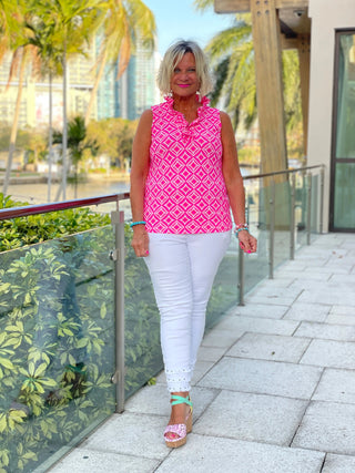 PINK DIAMONDS SLEEVELESS RUFFLE LULU-B