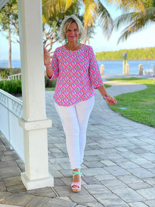 PALM TREE SIESTA ASYMMETRIC TOP LULU-B