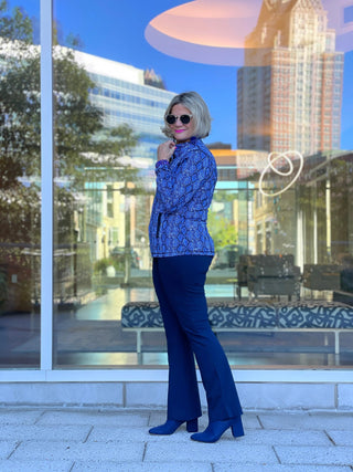SAVANNA BLUE FULL ZIPPER TOP - Cathys Place