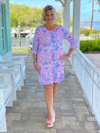 CAROLINA PAISLEY RUFFLE SLEEVE DRESS LULU-B