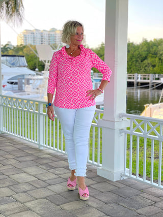 PINK DIAMONDS RUFFLE TOP LULU-B