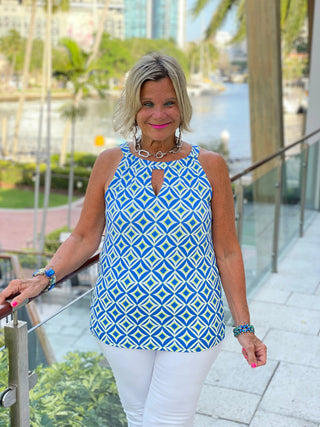 AQUA DIAMONDS KEYHOLE TOP LULU-B