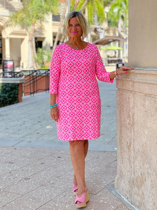 PINK DIAMONDS SLEEVE DRESS LULU-B