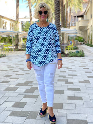 MELINA BLUE ASYMMETRIC TOP - Cathys Place
