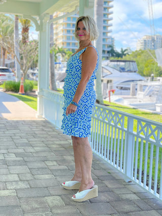 AQUA DIAMONDS LAYERED RUFFLE DRESS LULU-B