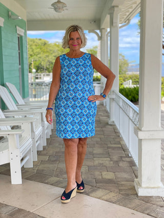 BAHAMA BLUE SHIFT DRESS LULU-B