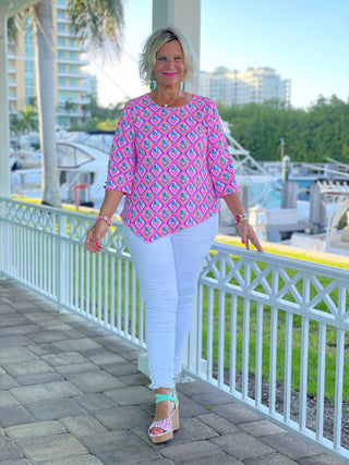 PALM TREE SIESTA ASYMMETRIC TOP LULU-B