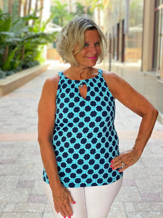 SEASIDE BLUE  KEYHOLE TOP LULU-B