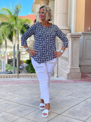 BRIGHTEN BLUE ASYMMETRIC TOP - Cathys Place