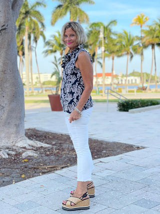 NAUTICAL LANE SLEEVELESS RUFFLE - Cathys Place