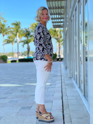 NAUTICAL LANE V-NECK TOP - Cathys Place