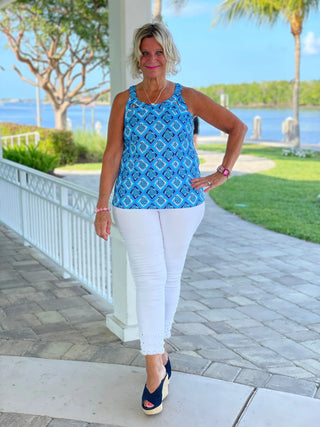 BAHAMA BLUE TURTLE HALTER TOP LULU-B