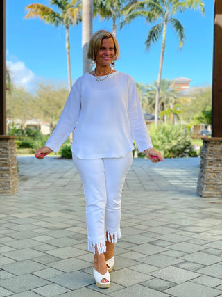 WHITE LONG WAFFLE SLEEVE - Cathys Place