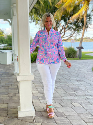 CAROLINA PAISLEY HALF ZIPPER LULU-B