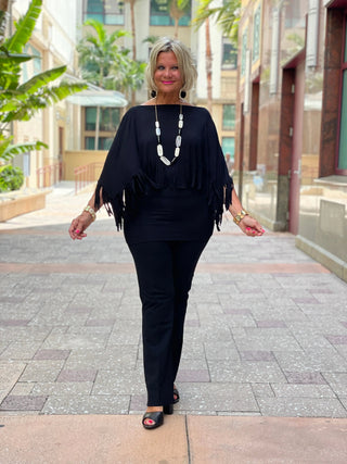 BLACK FRINGE TOP Cathys Place