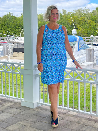BAHAMA BLUE HALTER DRESS LULU-B