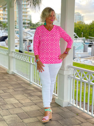 PINK DIAMONDS V NECK LULU-B