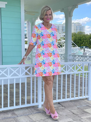 [PALM BEACH GARDEN ELBOW SLEEVE DRESS - Cathys Place