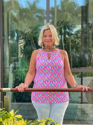 PALM TREE SIESTA KEYHOLE TOP LULU-B