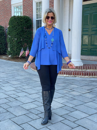 BLUE MESH RUFFLE WRAP LULU-B