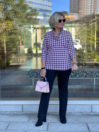PINK HOUNDSTOOTH RUFFLE - Cathys Place