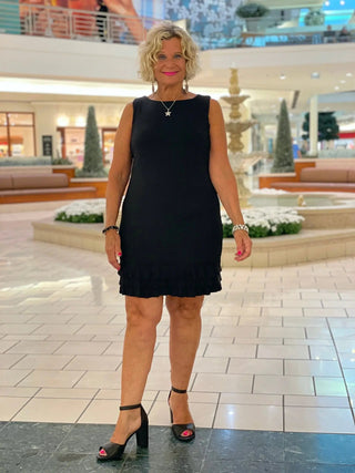SIERRA BLACK SHIFT RUFFLE DRESS - Cathys Place