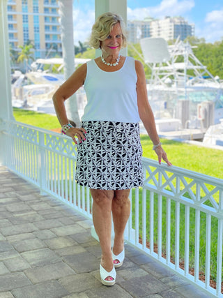 BLACK AND BEIGE PALM SKORT - Cathys Place