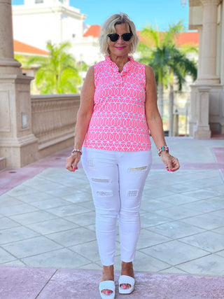 CANDY PINK SLEEVELESS RUFFLE - Cathys Place
