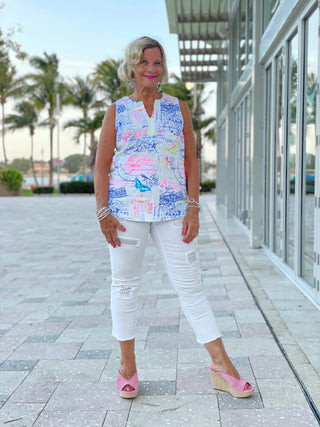 POST CARDS OF LOVE SLEEVELESS TOP - Cathys Place