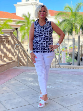 BRIGHTEN BLUE SLEEVELESS RUFFLE - Cathys Place
