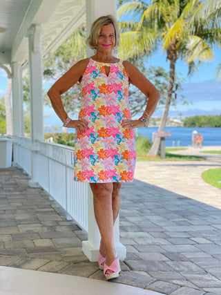 PALM BEACH GARDEN KEYHOLE DRESS - Cathys Place