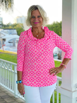 PINK DIAMONDS RUFFLE TOP LULU-B