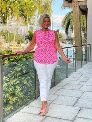 PINK DIAMONDS SLEEVELESS V NECK LULU-B