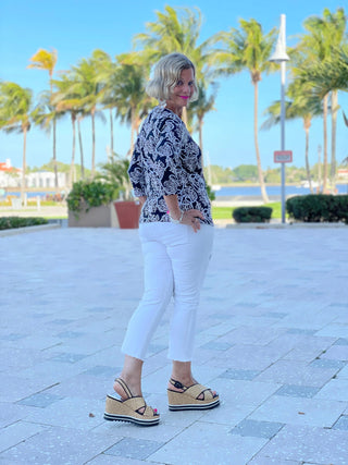 NAUTICAL LANE V-NECK TOP - Cathys Place