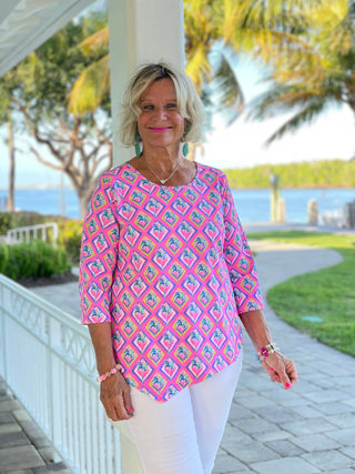 PALM TREE SIESTA ASYMMETRIC TOP LULU-B