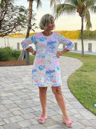 POST CARDS OF LOVE SLEEVE DRESS - Cathys Place