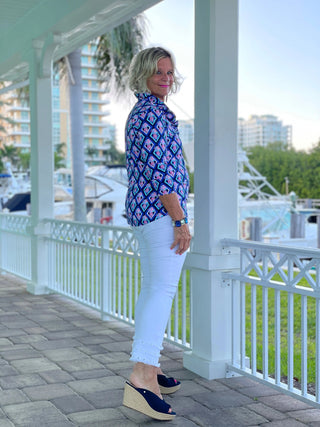 PINEAPPLE VACA RUFFLE TOP LULU-B