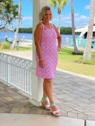 PALM TREE SIESTA HALTER DRESS LULU-B
