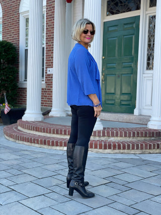 BLUE MESH RUFFLE WRAP LULU-B