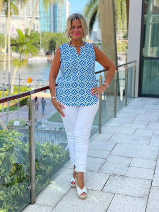 AQUA DIAMONDS SLEEVELESS V NECK LULU-B