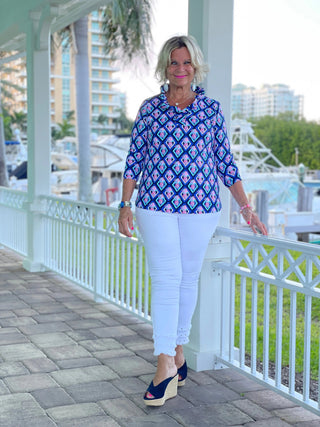 PINEAPPLE VACA RUFFLE TOP LULU-B