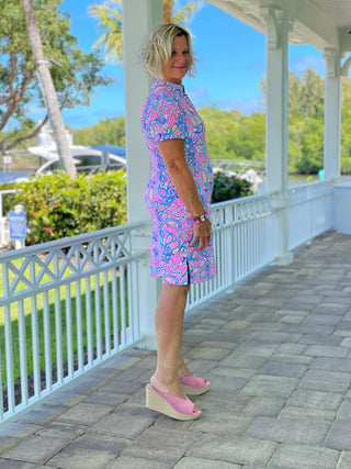 CAROLINA PAISLEY SHORT SLEEVE DRESS LULU-B