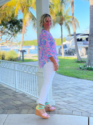 CAROLINA PAISLEY ASYMMETRIC TOP LULU-B